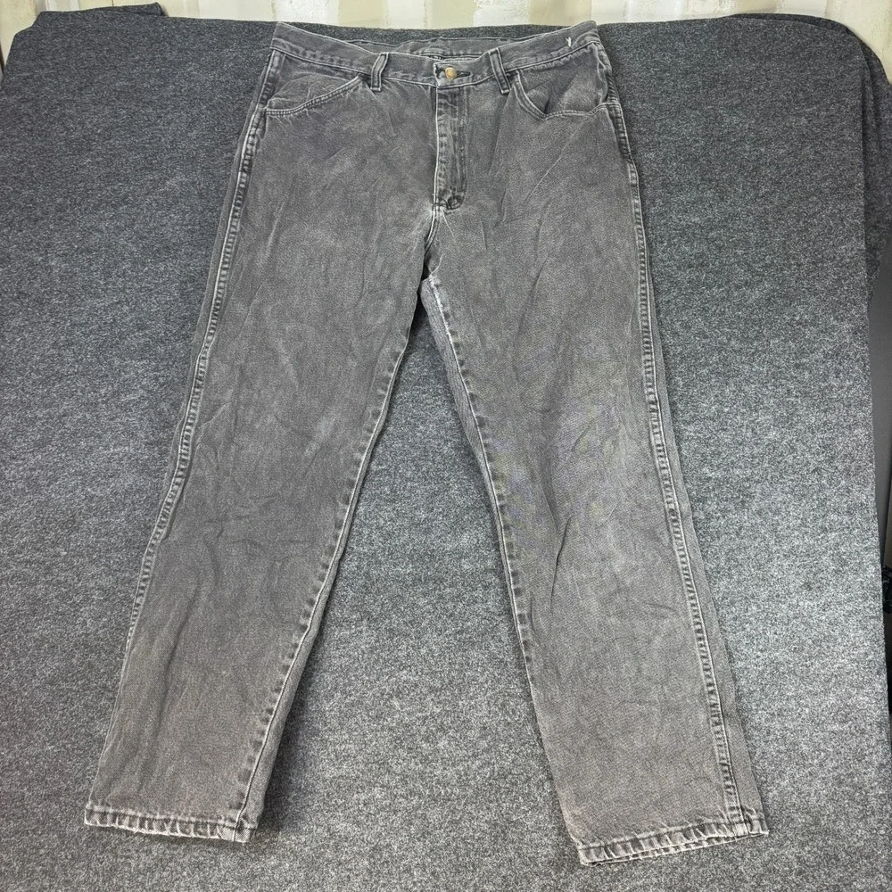 Rustler Regular Fit Authentic Jeans Mens 36x30 Gray Cotton Straight Leg Travel